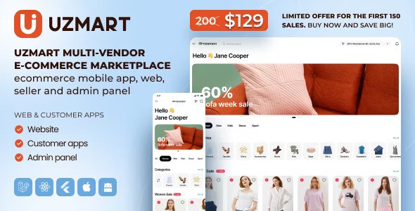 UzMart Multi-Vendor E-commerce Marketplace v1.0 – eCommerce Mobile App, Web, Seller and Admin Panel插图