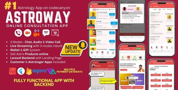 Astroway v1.6 - Astrology Consultation App with PHP Backend | Audio-Video Calls, Chat with Live Streaming