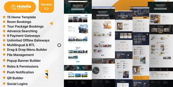 Hotelia v2.3 – Hotel Booking / Resort Booking Management Website插图
