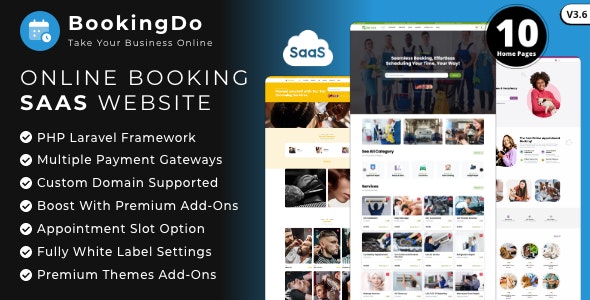 BookingDo SaaS v3.6 - 多业务预约安排和服务预订网站构建器
