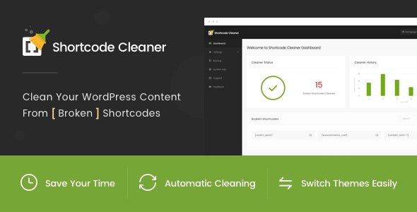 Shortcode Cleaner v1.1.6 - 清理 WordPress 内容中的损坏短代码插图