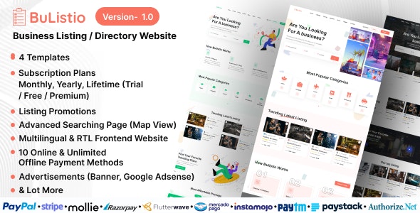 Bulistio v1.0 - Business Listing / Directory Website (Subscription Based)插图