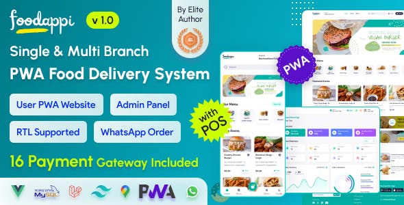 FoodAppi v1.1 - PWA Food Delivery System and WhatsApp Menu Ordering with Admin Panel | Restaurant POS插图