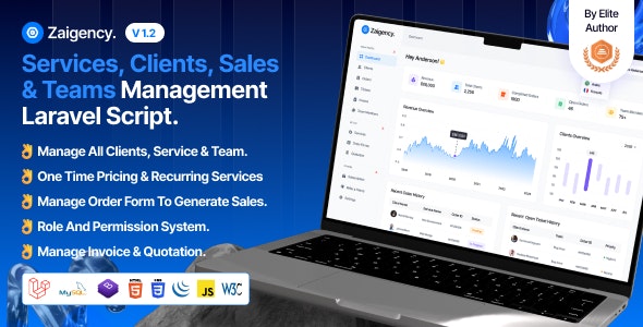 Zaigency v1.2  - Services, Clients, Sales & Teams Management Laravel Script