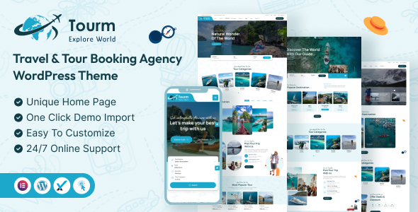 Tourm v1.0.0 – 旅行和旅游预订代理 WordPress 主题