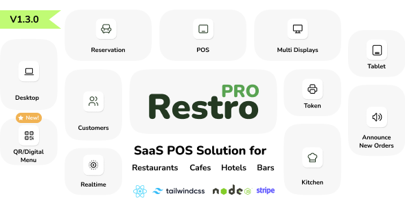 RestroPRO SaaS v1.3.0 – 适用于餐厅、咖啡厅、酒店、餐车的 POS 软件