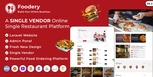 Foodefy v9.3 – Single Restaurant Online Food Ordering Laravel Website Platform