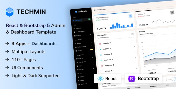 Techmin - React Bootstrap Admin & Dashboard Template v1.0