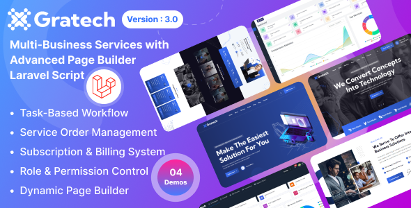 Gratech v3.1 – Multi-Business Services with Advanced Page Builder & Workflow Tools插图