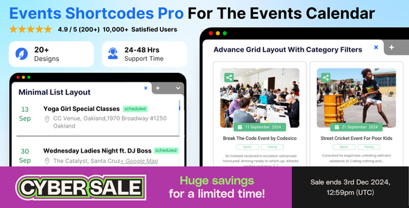 Events Shortcodes & Templates Pro Addon For The Events Calendar v3.1.3插图