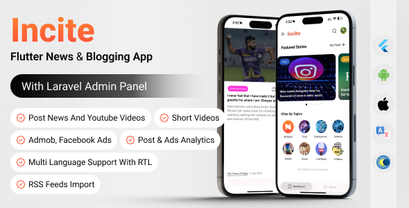 Incite News App v2.7.1 - Short News App Complete Solution