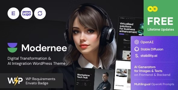 Modernee v1.1.0 – AI Integration & Digital Transformation WordPress Theme