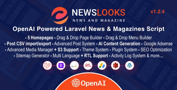 NewsLooks  v1.2.4 - OpenAI 支持的 Laravel 新闻和杂志脚本