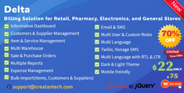 Delta v1.4 - Invoicing, POS, Billing & Inventory Management System with GST & CRM