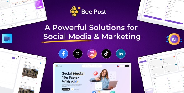 BeePost v1.1 - AI Social Media Management & Content Creation SaaS with Subscription System