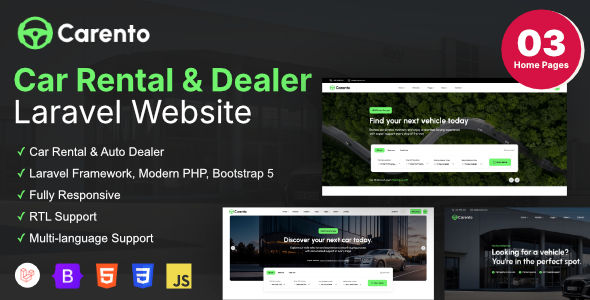 Carento v1.1.0 - 汽车租赁预订 Laravel 系统